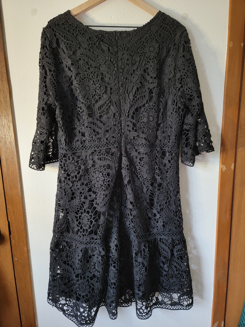 JessaKae Black Crochet Lace Midi Dress Bell Sleeves XXXL - Picture 3 of 16